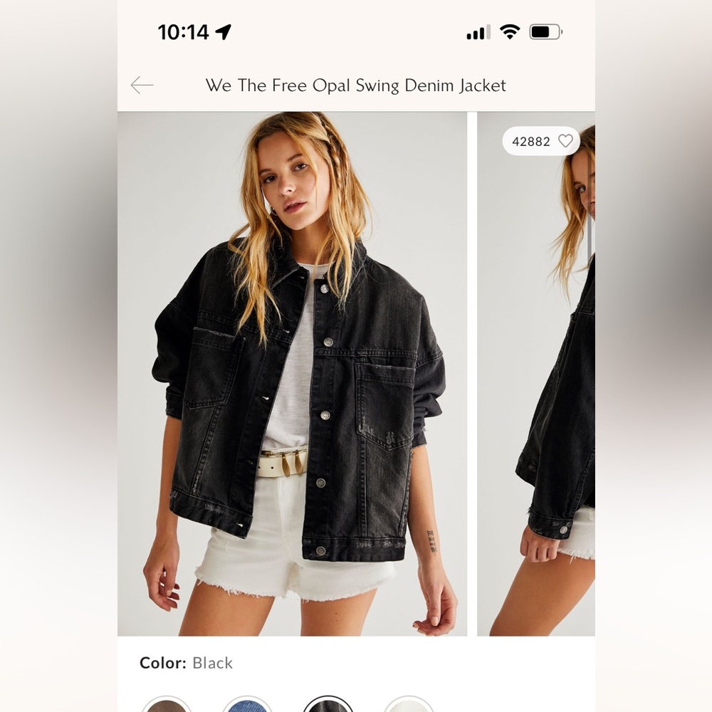 We the free opal swing denim jacket black
